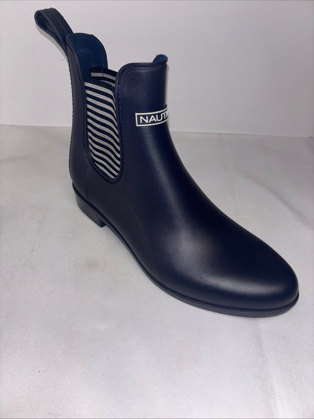 Nautica Navy & White Striped Chelsea Rain Boot